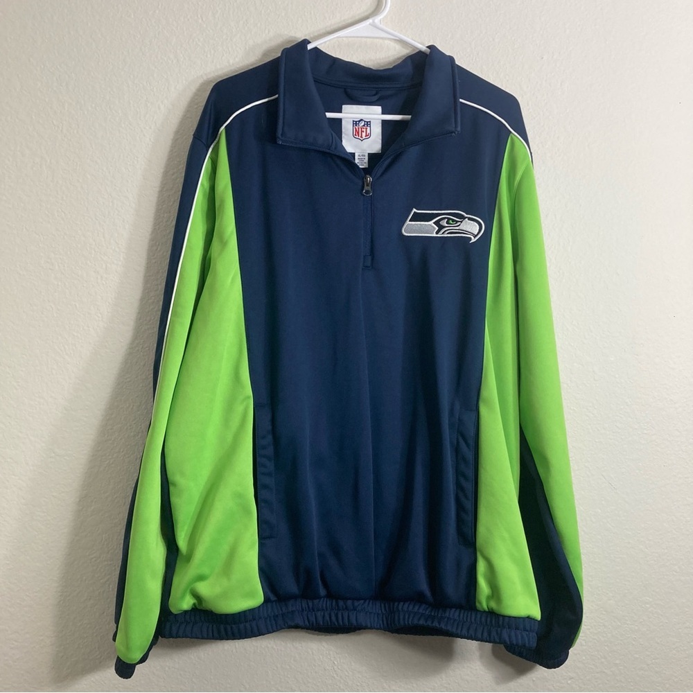 NFL - Seahawks QuarterZip Pullover - Blue/Green - X Large